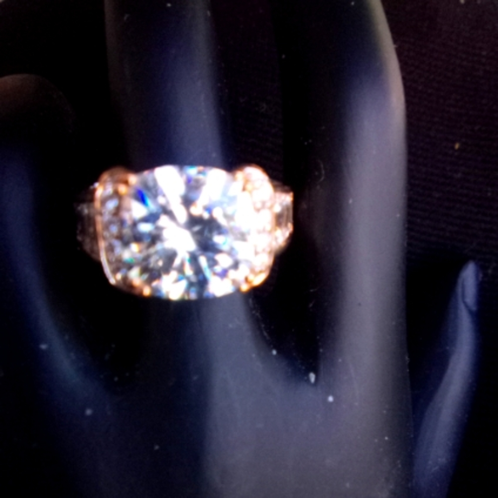 Victoria Wieck Exquisite YG Brilliant Center Stone w/Baguettes, Radiant and Pave